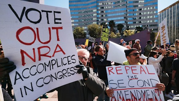 A rally against gun violence in Los Angeles on Monday.