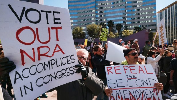 A rally against gun violence in Los Angeles on Monday.