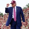 Trump gestures after speaking to troops at Fort Bragg in North Carolina on Tuesday.