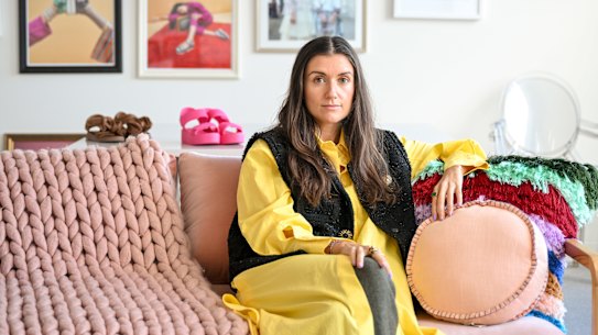 TWOOBS co-founder Jess Dadon in her office in Richmond. 19 April 2023. The Age News. Photo: Eddie Jim.