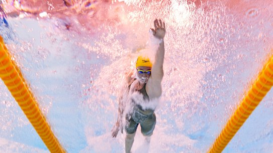 Lani Pallister during the women’s 1500m freestyle race, which she won.