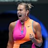 Powering on: Aryna Sabalenka.