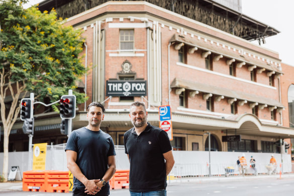 Nehme and Adonis Ghanem outside The Fox Hotel.