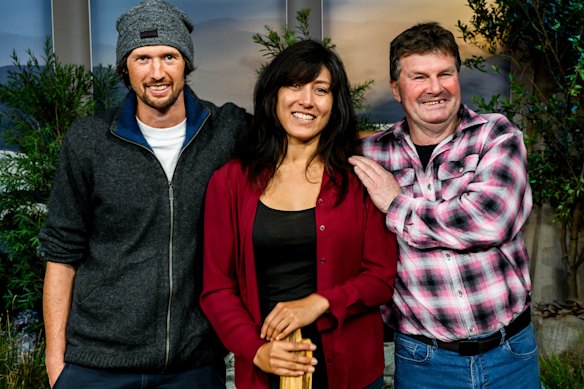 Alone Australia’s season three finalists: Shay Williamson (left), Corinne Ooms and Murray “Muzza” James.  