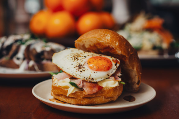 Go-to dish: Bacon and egg roll with spinach.