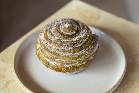 Pandan bun with custard.