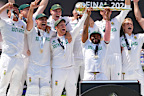  Temba Bavuma holds the winner’s trophy after South Africa’s World Test Championship victory.