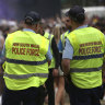 Police at the Field Day music festival in January 2020.