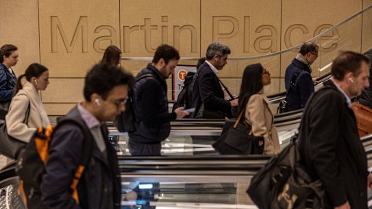 Martin Place metro station is particularly crowded. 