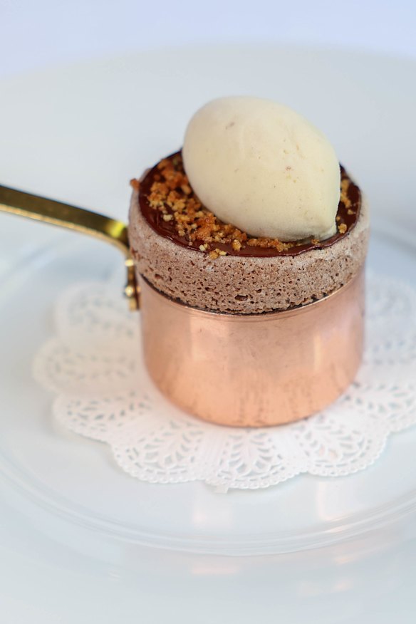 The signature chocolate souffle, now spiked with Fernet Branca.