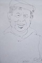 A sketch of George Thaung by former <i>Canberra Times</i> cartoonist Geoff Pryor.
