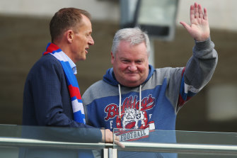 Peter Gordon, right, stepped down from his role as Bulldogs president earlier this week. 