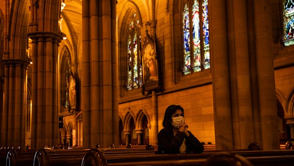 Bishops lead prayers on church steps as visitors keep social distance