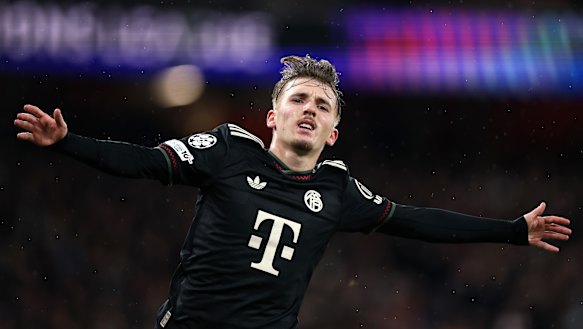 Seventeen-year-old Lennart Karl celebrates his goal.