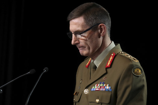 ADF Chief Angus Campbell releasing the Brereton Inquiry report, which found Australian soldiers were involved in close to 60 alleged war crimes, including murders. 