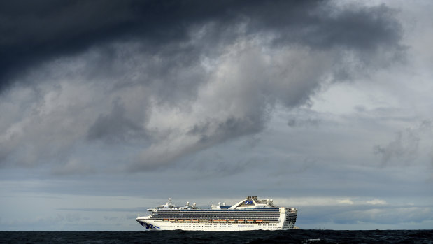 Carrying multiple people who have tested positive for COVID-19, the Grand Princess off the coast of San Francisco.