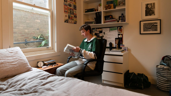 Year 12 Trinity Grammar student, Lewis Dobbin, is able to work from home one day a fortnight.