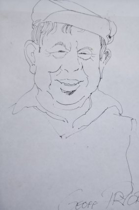 A sketch of George Thaung by former <i>Canberra Times</i> cartoonist Geoff Pryor.