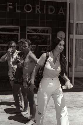 Junie Morosi outside the Florida Hotel in Terrigal, January 31, 1975.