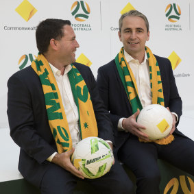 Football Australia CEO James Johnson and Commonwealth Bank CEO Matt Comyn announced a new partnership with the CBA coming on board as the naming rights partner for the Matildas.