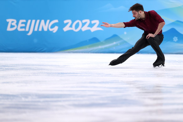 Brendan Kerry on the ice in Beijing.