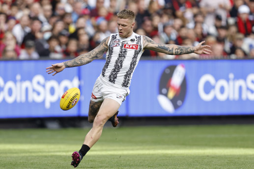 Jordan De Goey in full flight on Anzac Day.