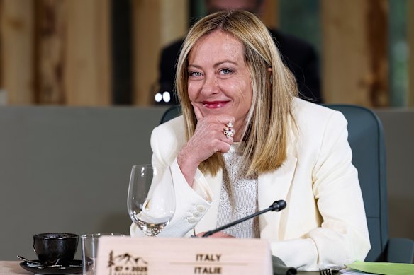 Italian Prime Minister Giorgia Meloni  at the G7 Leaders’ Summit in Canada on Tuesday.