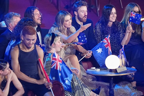 When points were awarded in the audience vote, Delta Goodrem and the Australian team responded.