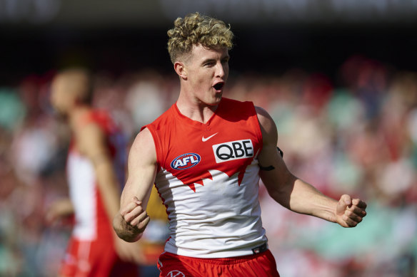 Swans midfielder Chad Warner is one of the club’s key players for the future.