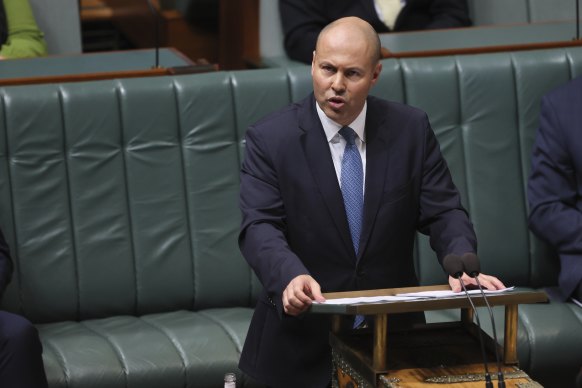 Treasurer Josh Frydenberg delivering the Budget speech.