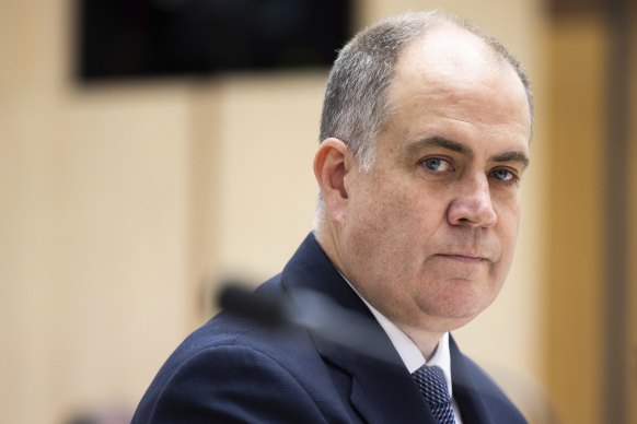 ABC Managing Director David Anderson during an estimates hearing at Parliament House in Canberra.