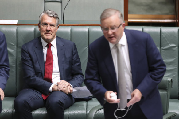 Shadow attorney-general Mark Dreyfus, left, with Labor leader Anthony Albanese, said the announcement from Michaelia Cash was a broken election promise.