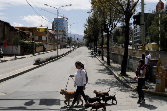 There were few signs of life on the streets of La Paz on Sunday.