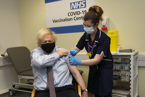 Prime Minister Boris Johnson receives the AstraZeneca vaccine on Friday.