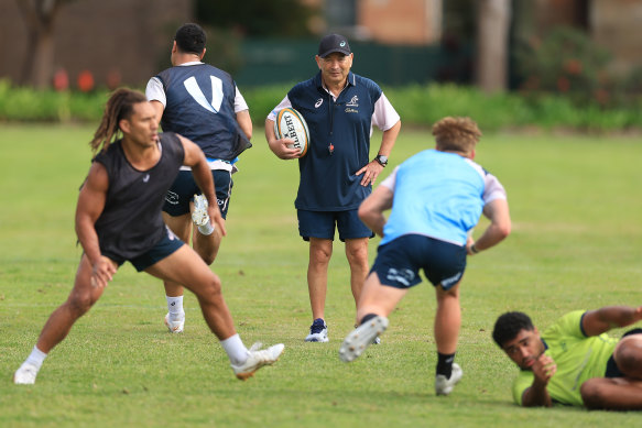 Jones oversees training at the Victoria Barracks on Wednesday.