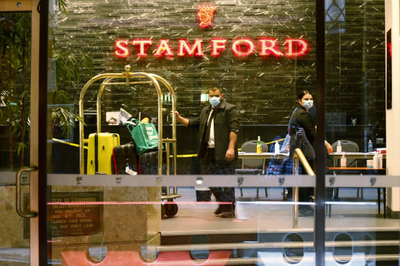 Security guards at the Stamford Plaza in the Melbourne CBD have been linked to a coronavirus outbreak.