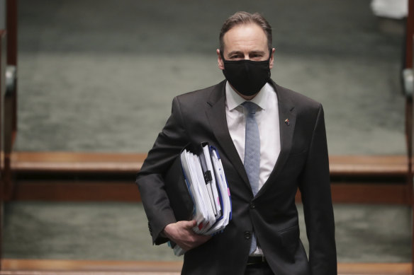 Greg Hunt at Parliament House in Canberra last month. The health minister has found his groove during the coronavirus pandemic.