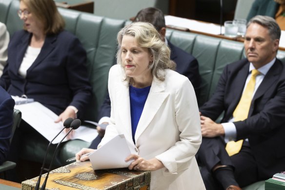 Clare O’Neil during one of her seven answers to the same question from Sussan Ley.