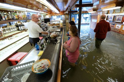A Venetian bar on Sunday as water levels rise again.