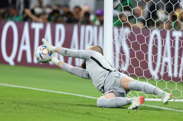 Socceroos goalkeeper Andrew Redmayne penalty save that landed them a spot in the 2022 World Cup.
