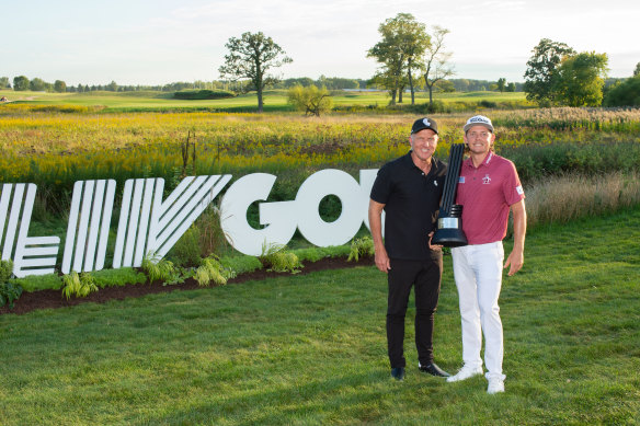 Norman with Australian champion Cameron Smith at the LIV Golf Invitational in Chicago in September. 