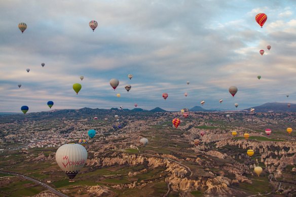 Balloons above Cappadocia.