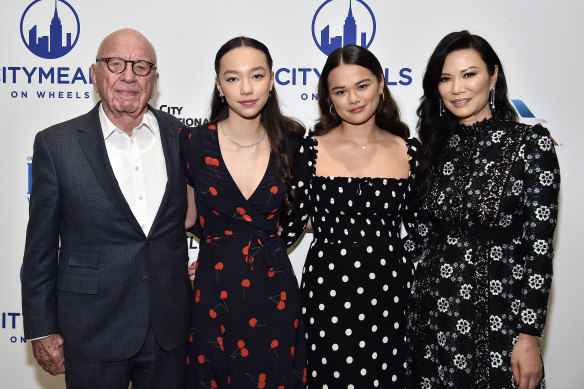 Rupert Murdoch, Grace Murdoch, Chloe Murdoch, and Wendi Murdoch in New York in 2019.