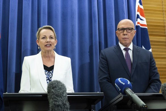 Deputy Opposition Leader Sussan Ley and leader Peter Dutton outline the Liberals’ opposition to the Voice.