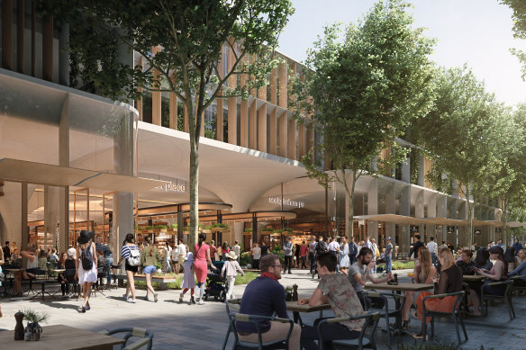 The plans include a tree-lined central boulevard with shops, cafes, restaurants and bars. 