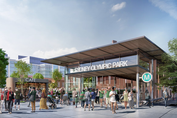 An artist’s impression of the metro train station planned for Olympic Park.