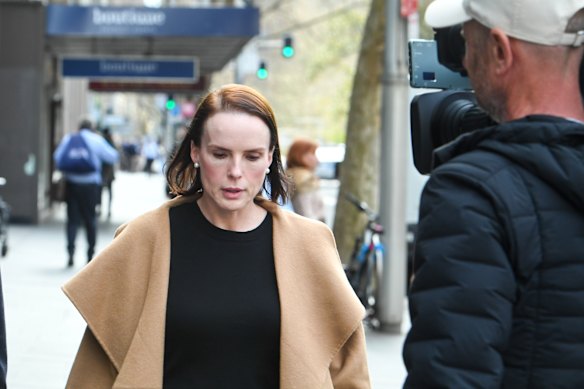 Cassandra Lawry leaves the ICAC on Thursday.