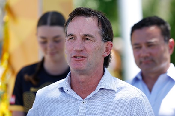 AFL CEO Andrew Dillon speaks with media in Perth on Saturday.