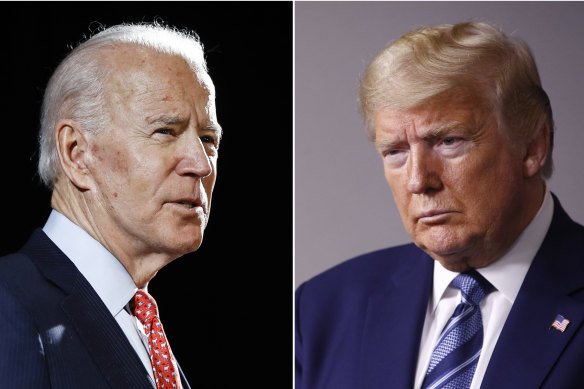 Presumptive 2020 Democrat presidential candidate Joe Biden and  US President Donald Trump.