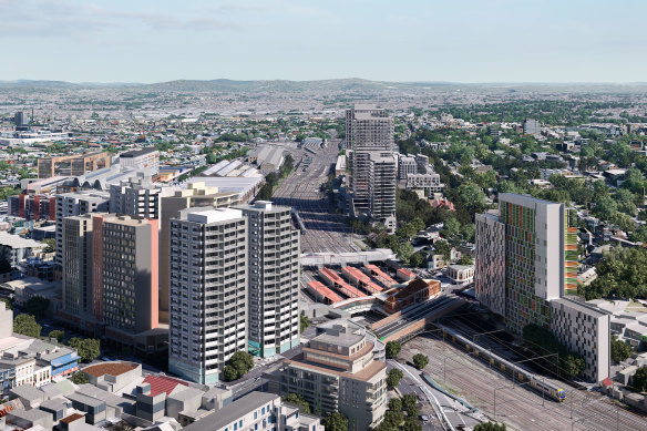 An artist’s impression of the redeveloped Redfern-North Eveleigh precinct.